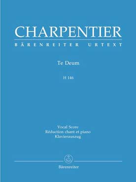 Illustration de Te deum H 146 en ré M pour solistes SATB chœur mixte, 2 flûtes, 2 hautbois, 2 trompettes, percussion, réd. piano