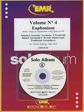 Illustration de SOLO ALBUM (tr. Armitage/Reift) avec accompagnement piano + CD play-along - Vol. 4 : Schubert, Gershwin, anonyme, Dvorak, Haendel (pour euphonium)