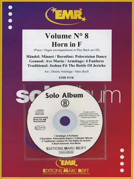 Illustration de SOLO ALBUM (tr. Armitage/Reift) avec accompagnement piano + CD play-along - Vol.  8 : BORODINE Polovetzian dance, ARMITAGE 4 fanfares, HAENDEL Menuet...
