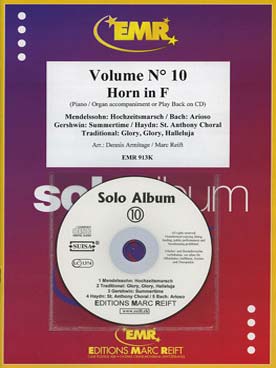 Illustration de SOLO ALBUM (tr. Armitage/Reift) avec accompagnement piano + CD play-along - Vol. 10 : MENDELSSOHN Hochzeitsmarsch, Glory glory halleluja, BACH Arioso...