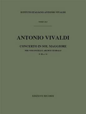 Illustration de Concerto RV 413 en sol M FIII N° 12 pour violoncelle, cordes et basse continue - conducteur