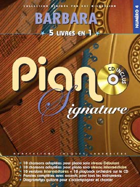 Illustration de Piano signature 5 en 1 : 10 chansons adaptées pour piano solo niveau débutant et intermédiaire, avec CD play-along, paroles et accords
