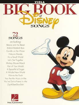 Illustration de BIG BOOK OF DISNEY SONGS : 72 airs extraits des dessins animés