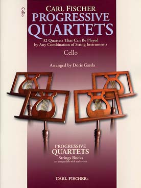 Illustration de PROGRESSIVE QUARTETS, 32 quatuors : airs classiques et traditionnels, arr. Gazda (conducteur seul)