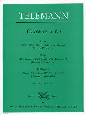 Illustration de Concerto a tre pour flûte à bec, cor en fa (ou alto) et clavecin (basson ou violoncelle)
