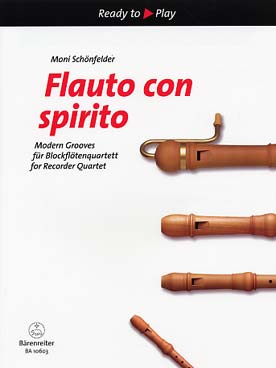 Illustration de Flauto con spirito : modern grooves pour quatuor de flûtes à bec SATB