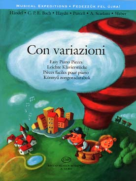 Illustration de CON VARIAZIONI : pièces faciles de Bach, Haendel, Haydn, Purcell, Scarlatti et Weber (tr. Lakos)