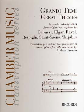 Illustration de GRANDI TEMI : 7 grands thèmes de pièces de Ravel, Debussy, Elgar, Saint-Saëns, Scriabine... (tr. Cavuoto)