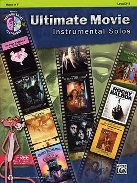 Illustration de ULTIMATE MOVIE INSTRUMENTAL SOLOS avec CD play-along : 60 morceaux des films de James Bond, Harry Potter, Star Wars, Seigneur des anneaux, Magicien d'Oz... avec partie de piano PDF à imprimer