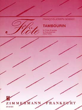 Illustration de Tambourin pour 7 flûtes (piccolo, 4 flûtes, flûte en sol, flûte en do) et tambourin
