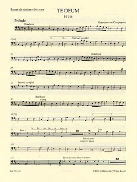 Illustration de Te deum H 146 en ré M pour solistes SATB chœur mixte, 2 flûtes, 2 hautbois, 2 trompettes, percussion partie de basses de violon et bassons