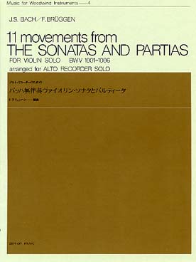 Illustration de 11 Movements from the sonatas and partitas BWV 1001-1006 pour violon, tr. Brüggen pour flûte à bec alto