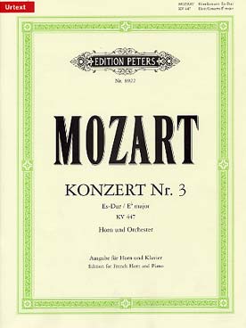 Illustration de Concerto N° 3 K 447 en mi b M, réd. piano - éd. Peters