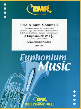 Illustration de TRIO ALBUM pour 3 euphoniums et piano, percussions ad lib. (tr Naulais) - Vol. 9 : Dvorak, Haendel, Schubert, Debussy