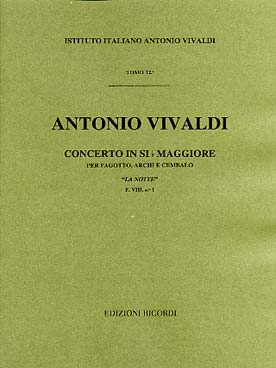 Illustration de Concerto RV 501 F VIII N° 1 "La Notte" en si b M pour basson, cordes et basse continue - Parties