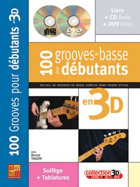 Illustration de 100 Grooves basse pour débutant en 3D avec CD et DVD
