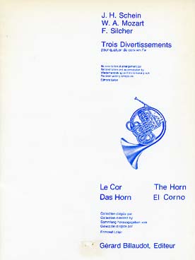 Illustration de TROIS DIVERTISSEMENTS de Schein, Mozart et Silcher pour quatuor de cors