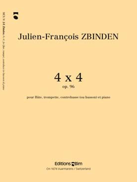 Illustration de 4 x 4 op. 96 pour flûte, trompette, contrebasse (ou basson) et piano