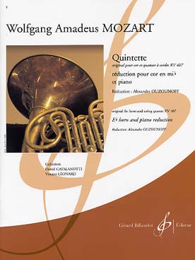Illustration de Quintette K 407 pour cor et quatuor à cordes, réduction piano
