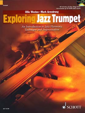 Illustration de Exploring jazz trompette, méthode de 204 pages en anglais, avec CD inclus