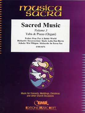 Illustration de SACRED MUSIC - Vol. 3 pour tuba et piano (ou orgue) : Tailor, Richards, Bach, Schulz