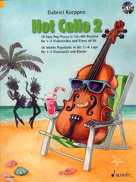 Illustration de HOT CELLO : pièces pop faciles de Gabriel Koeppen pour 1 ou 2 violoncelles et piano ad lib. - Vol. 2 : 16 pièces en 1re - 4e position