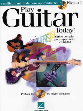 Illustration de PLAY GUITAR TODAY ! La meilleure méthode pour apprendre seul avec 99 plages de démos sur CD - Niveau 1