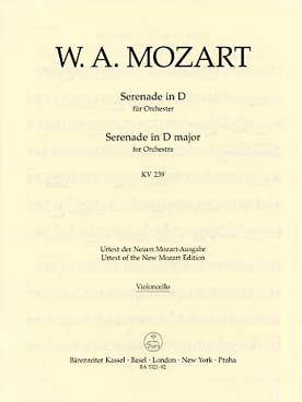 Illustration de Sérénade K 239 en ré M pour orchestre à cordes et timbales - Violoncelle