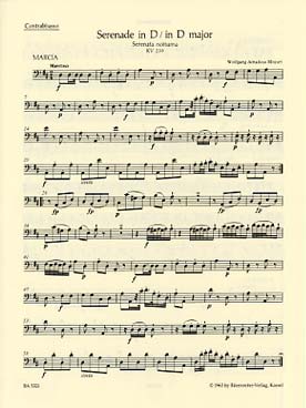 Illustration de Sérénade K 239 en ré M pour orchestre à cordes et timbales - Contrebasse