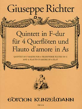 Illustration de Quintette en fa M pour 4 flûtes et une flûte d'amour en la bémol   