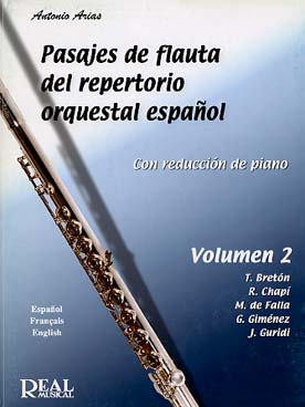 Illustration de PASAJES DE FLAUTA del repertorio orchestral español (français, espagnol & anglais) - Vol. 2