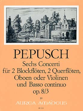 Illustration de 6 Concertos op. 8/3 pour 2 flûtes à bec, 2 flûtes, hautbois (ou violon) et basse continue