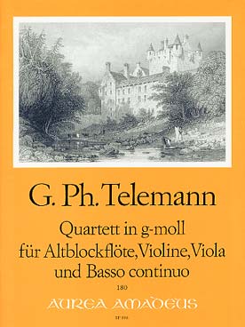 Illustration de Quatuor en sol m pour flûte à bec alto, violon, alto et basse continue