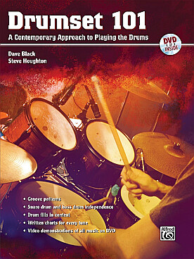Illustration black drumset 101 book + dvd