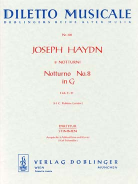 Illustration de 8 Nocturnes pour 2 lyres, 2 cors, 2 violons, 2 altos et basse - N° 8 Hob. II:27 en sol M