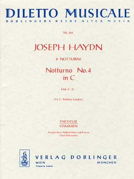 Illustration de 8 Nocturnes pour 2 lyres, 2 cors, 2 violons, 2 altos et basse - N° 4 Hob. II:31 en do M