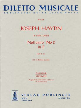 Illustration de 8 Nocturnes pour 2 lyres, 2 cors, 2 violons, 2 altos et basse - N° 2 Hob. II:26 en fa M