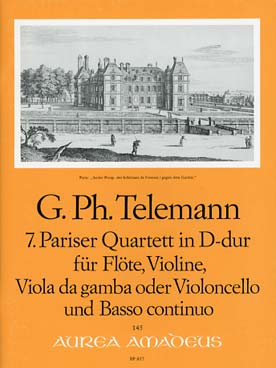Illustration de Quatuor parisien N° 7 en ré M pour flûte violon, viole de gambe ou violoncelle et basse continue