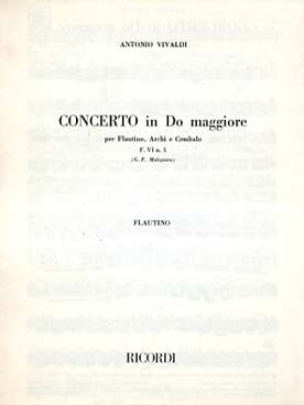 Illustration de Concerto F. VI/5 en do M pour flûte piccolo, cordes et clavecin - parties séparées