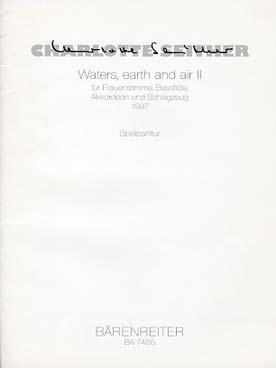 Illustration de Waters, earth and air II pour voix de femme, flûte basse, accordéon et percussions (partition manuscrite)