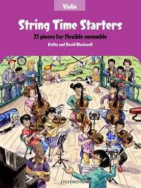 Illustration de String time starters : 21 pièces pour ensemble flexible de cordes avec piano - Parties de violon