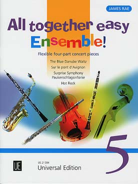 Illustration de ALL TOGETHER EASY ENSEMBLE ! 4 pièces arr. James Rae pour ensemble variable tous instruments avec piano ad lib. (conducteur + 14 parties) - Vol. 5