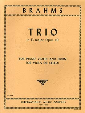 Illustration de Trio op. 40 en mi b M pour piano, violon et cor (ou alto ou violoncelle)