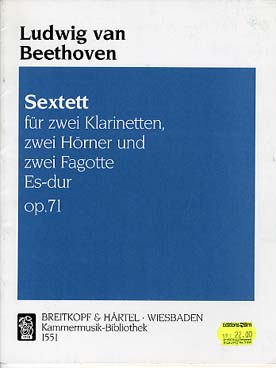 Illustration de Septuor op. 71 en mi b M pour 2 cors, 2 clarinettes et 2 bassons