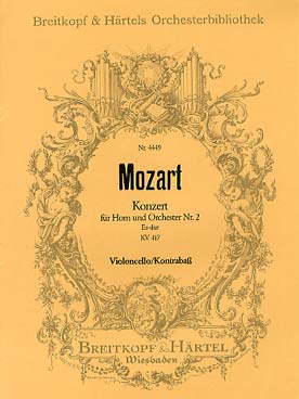 Illustration de Concerto N° 2 K 417 en mi b M pour cor et orchestre - Violoncelle/contrebasse