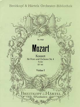 Illustration de Concerto N° 4 K 495 en mi b M pour cor et orchestre - Violon 1