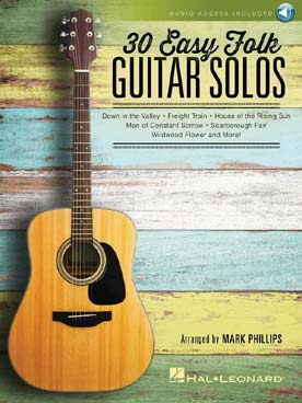 Illustration de 30 EASY FOLK GUITAR SOLOS (solfège/tab et paroles)