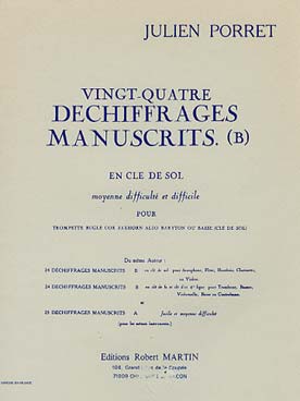 Illustration de 24 Déchiffrages manuscrits (B) en clé de sol moyenne difficulté et difficile