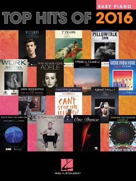 Illustration top hits of 2016 for easy piano