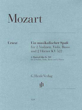 Illustration de Ein Musikalischer Spass KV 522 pour 2 violons, alto, basse et 2 cors